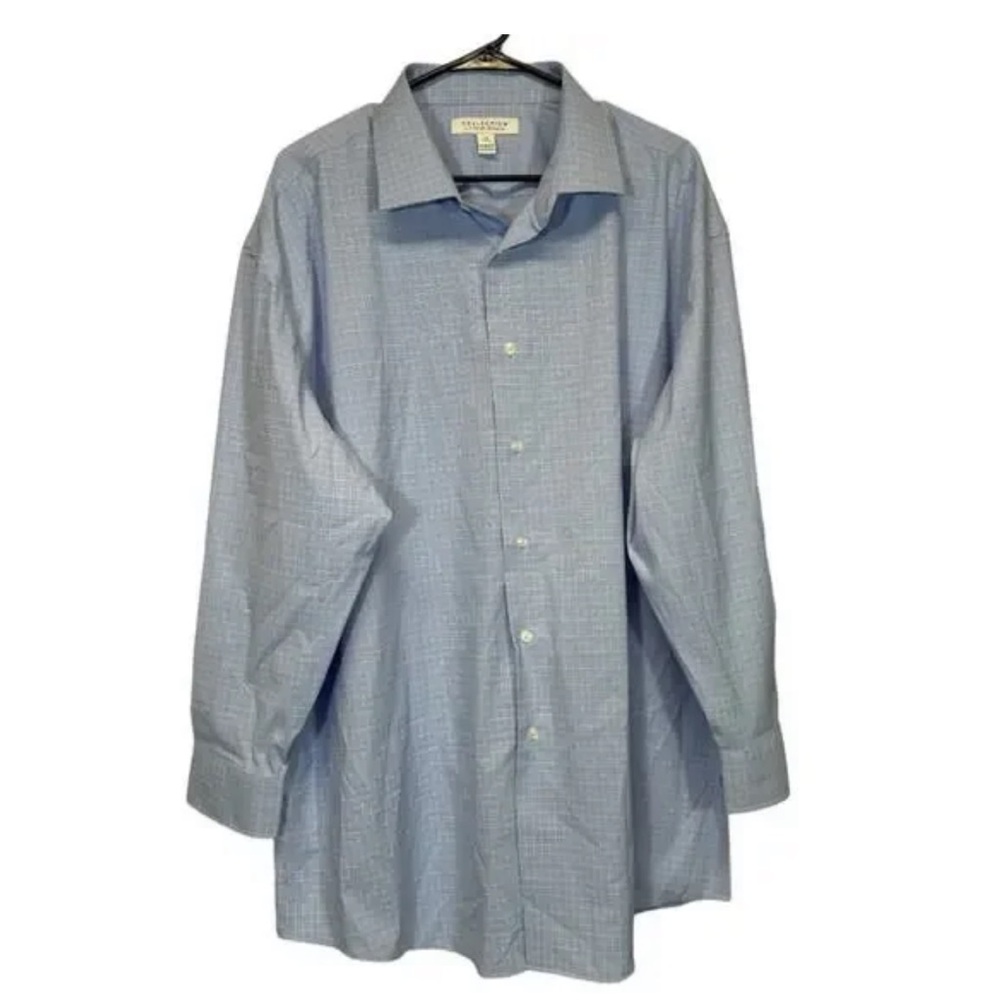 Michael Strahan Light Blue Striped Long Sleeve Button Down‎ Shirt Size 18 FLAWED